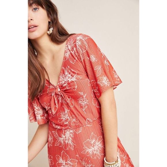 Farm Rio for Anthropologie Jacobella Red Floral Wide Leg Jumpsuit M - Picture 2 of 10